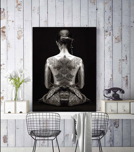 Minimalist Black and White Canvas Wall Art Print | Home Decor | Stretched 1 Panel - Soul of the Samurai