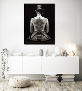 Minimalist Black and White Canvas Wall Art Print | Home Decor | Stretched 1 Panel - Soul of the Samurai
