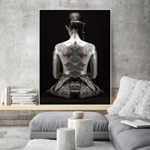Minimalist Black and White Canvas Wall Art Print | Home Decor | Stretched 1 Panel - Soul of the Samurai