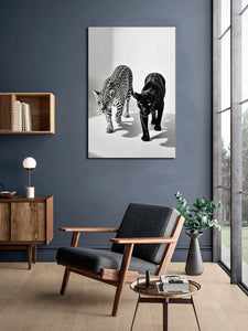 Minimalist Black and White Animal Canvas Wall Art Print | Home Decor | Stretched 1 Panel - leopards