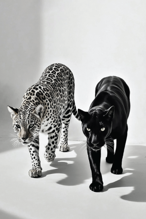 Minimalist Black and White Animal Canvas Wall Art Print | Home Decor | Stretched 1 Panel - leopards