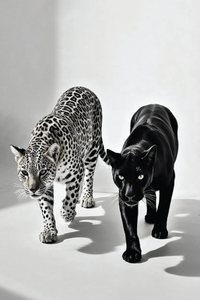 Minimalist Black and White Animal Canvas Wall Art Print | Home Decor | Stretched 1 Panel - leopards
