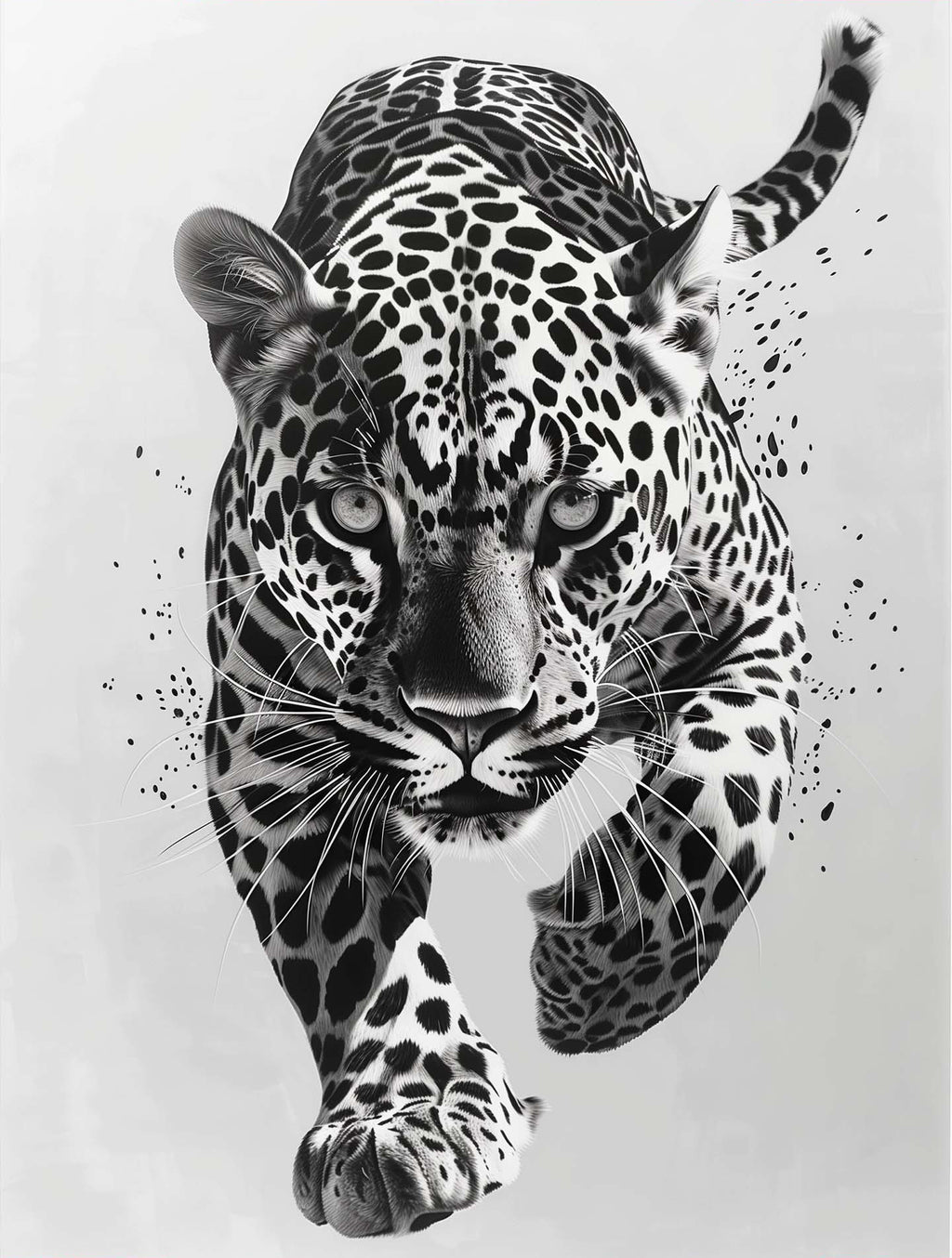 Minimalist Black and White Animal Canvas Wall Art Print | Home Decor | Stretched 1 Panel - leopard