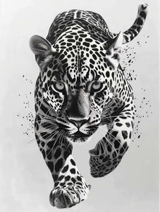 Minimalist Black and White Animal Canvas Wall Art Print | Home Decor | Stretched 1 Panel - leopard