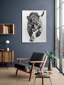 Minimalist Black and White Animal Canvas Wall Art Print | Home Decor | Stretched 1 Panel - leopard