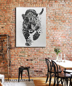 Minimalist Black and White Animal Canvas Wall Art Print | Home Decor | Stretched 1 Panel - leopard