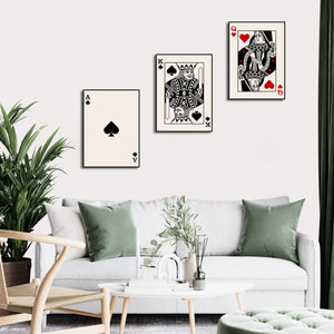 Modern Abstract Canvas Wall Art Print Poster | Home Decor | Stretched 3 Panels - Playing Card