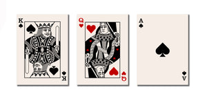 Modern Abstract Canvas Wall Art Print Poster | Home Decor | Stretched 3 Panels - Playing Card