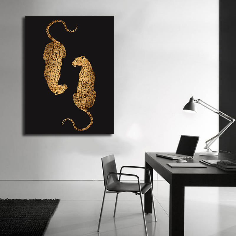 Modern Animal Canvas Wall Art Print Poster | Home Decor | Stretched 1 Panel - Leopards