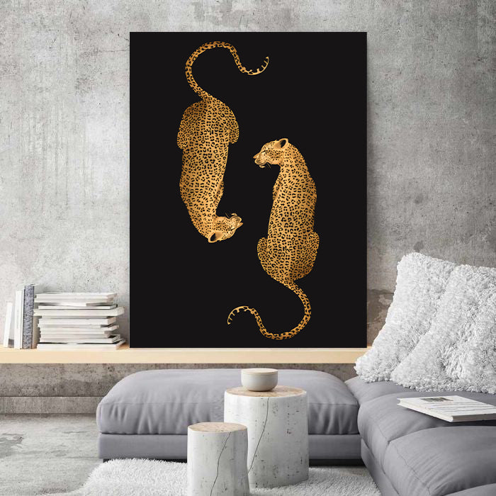 Modern Animal Canvas Wall Art Print Poster | Home Decor | Stretched 1 Panel - Leopards