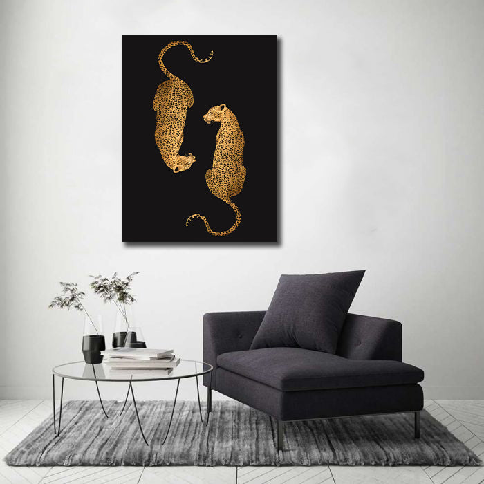 Modern Animal Canvas Wall Art Print Poster | Home Decor | Stretched 1 Panel - Leopards