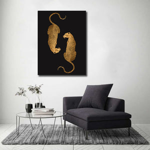 Modern Animal Canvas Wall Art Print Poster | Home Decor | Stretched 1 Panel - Leopards