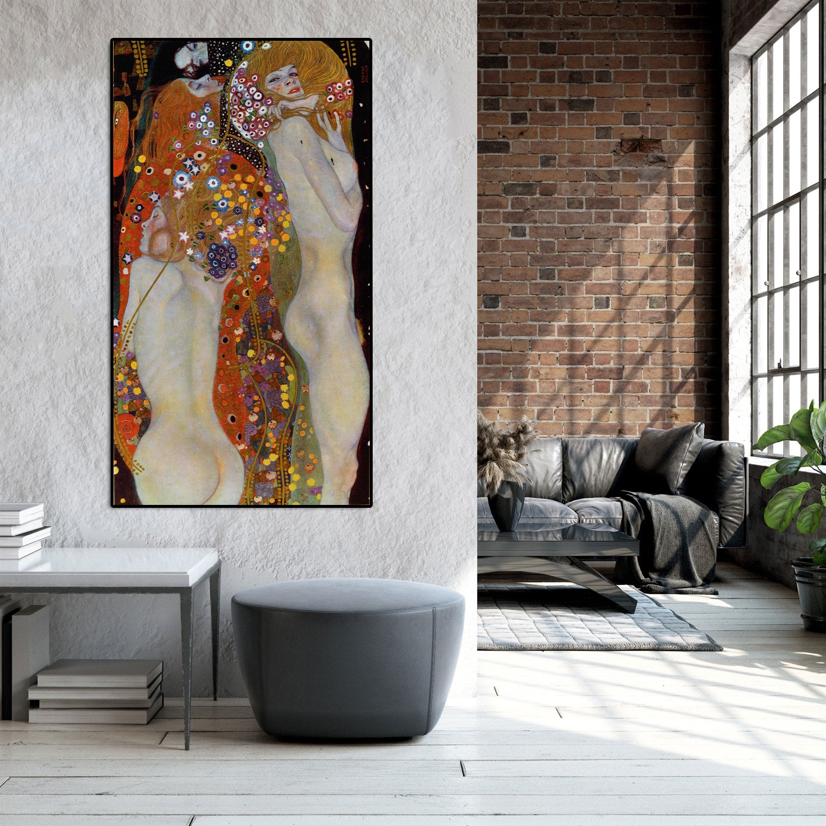 Canvas Wall Art, Classic Fine Art Stretched 1 Panel - Water Serpents II by Gustav Klimt