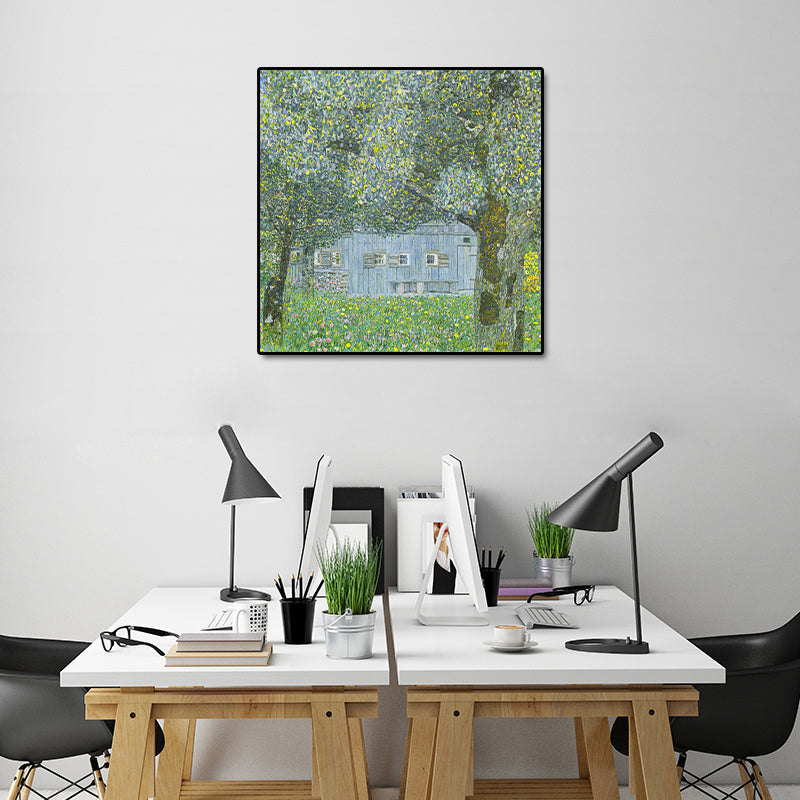 Canvas Wall Art, Classic Fine Art Stretched 1 Panel -Upper Austrian Farmhouse by Gustav Klimt