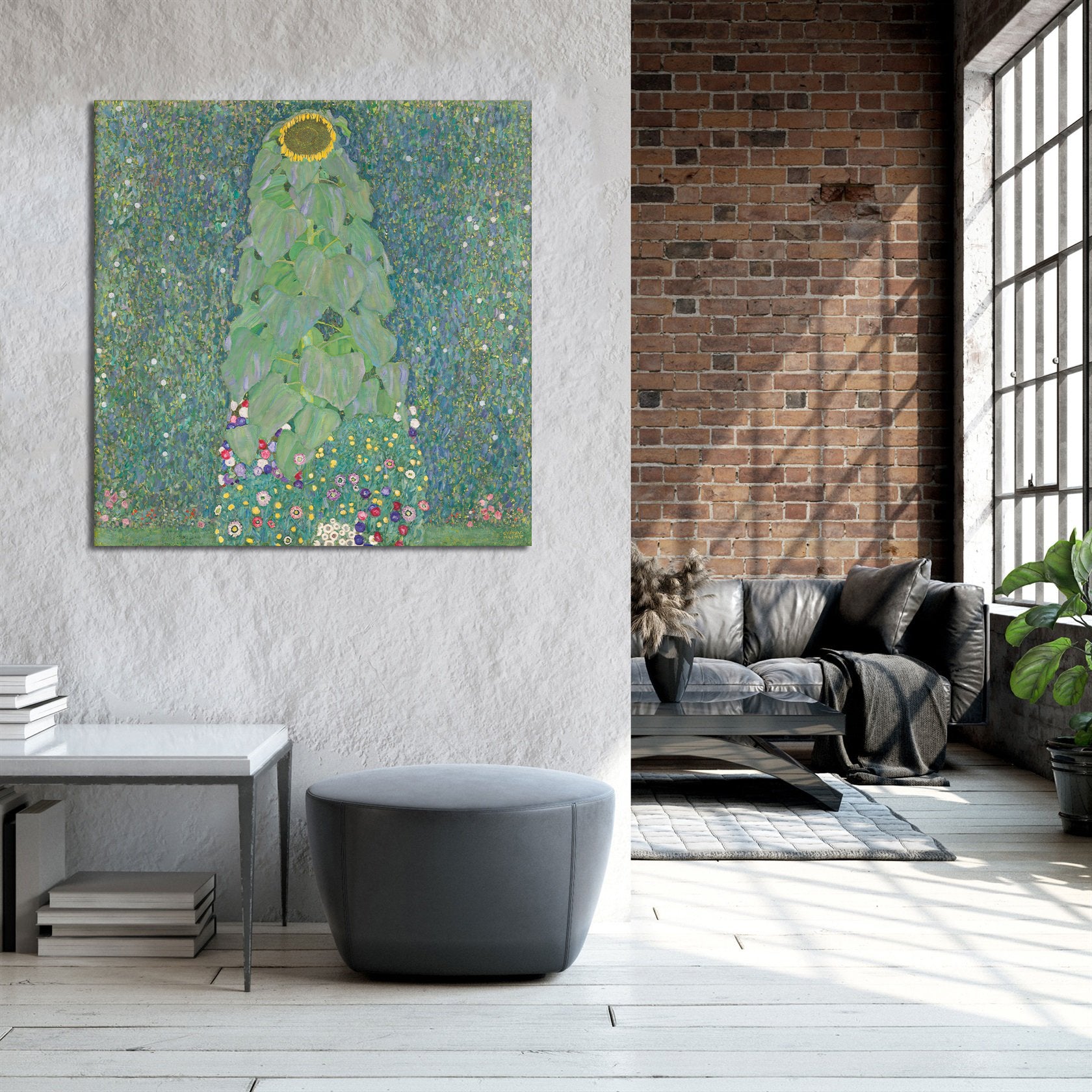 Canvas Wall Art, Classic Fine Art Stretched 1 Panel - Sunflower by Gustav Klimt