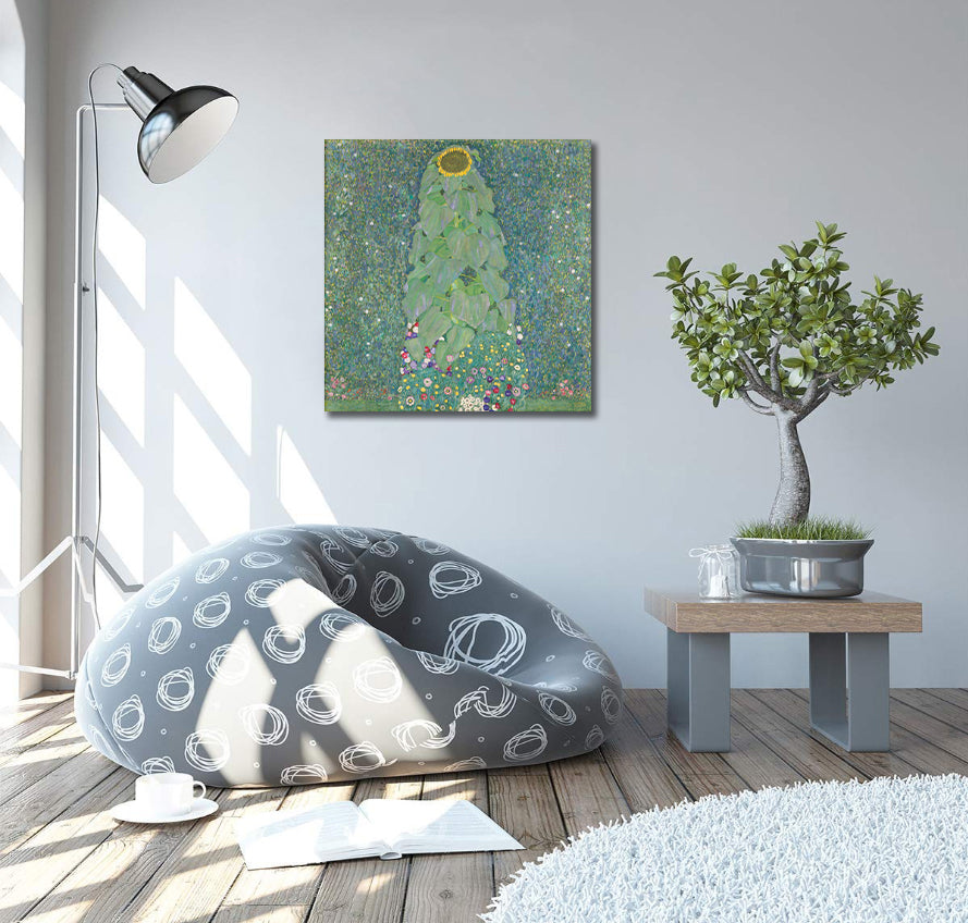 Canvas Wall Art, Classic Fine Art Stretched 1 Panel - Sunflower by Gustav Klimt