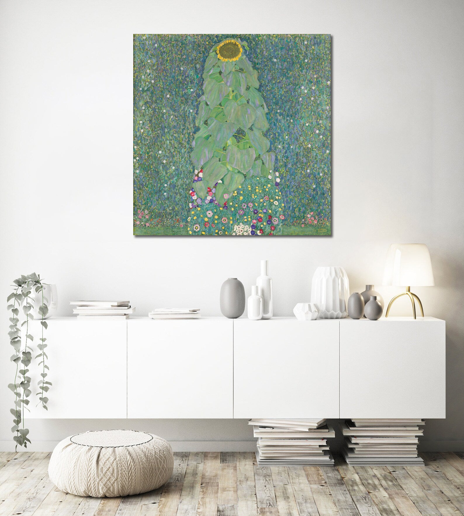 Canvas Wall Art, Classic Fine Art Stretched 1 Panel - Sunflower by Gustav Klimt