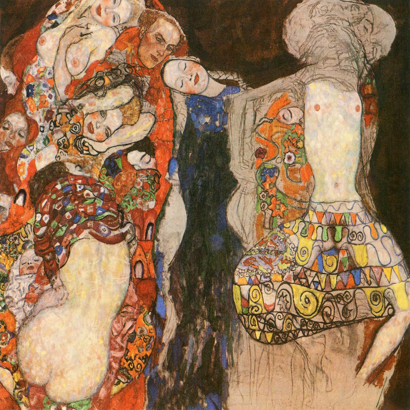 Canvas Wall Art, Classic Fine Art Stretched 1 Panel - The Bride by Gustav Klimt