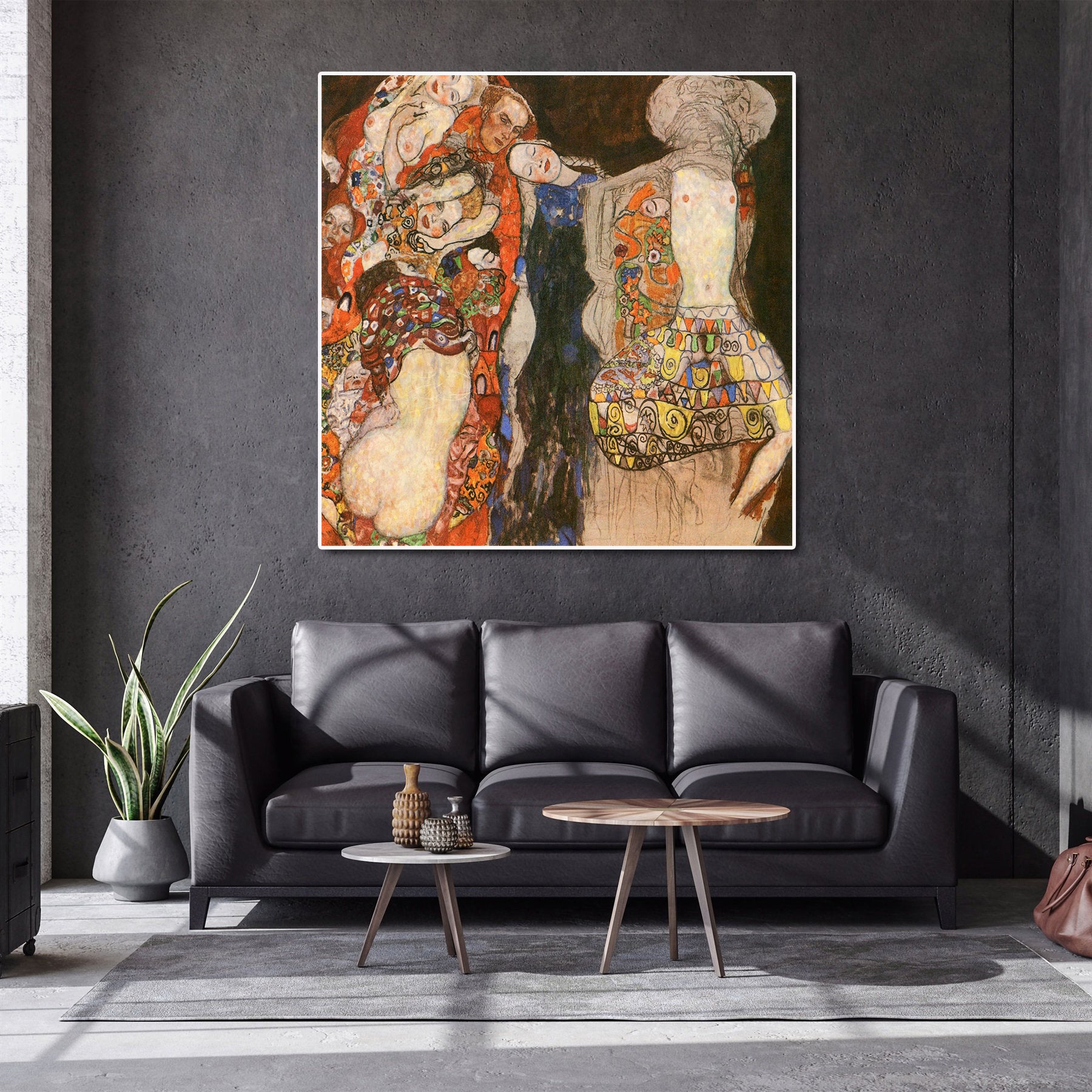 Canvas Wall Art, Classic Fine Art Stretched 1 Panel - The Bride by Gustav Klimt