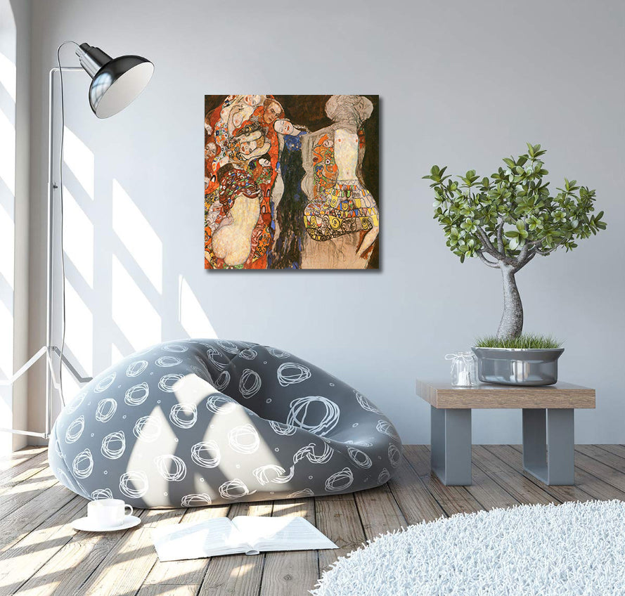 Canvas Wall Art, Classic Fine Art Stretched 1 Panel - The Bride by Gustav Klimt