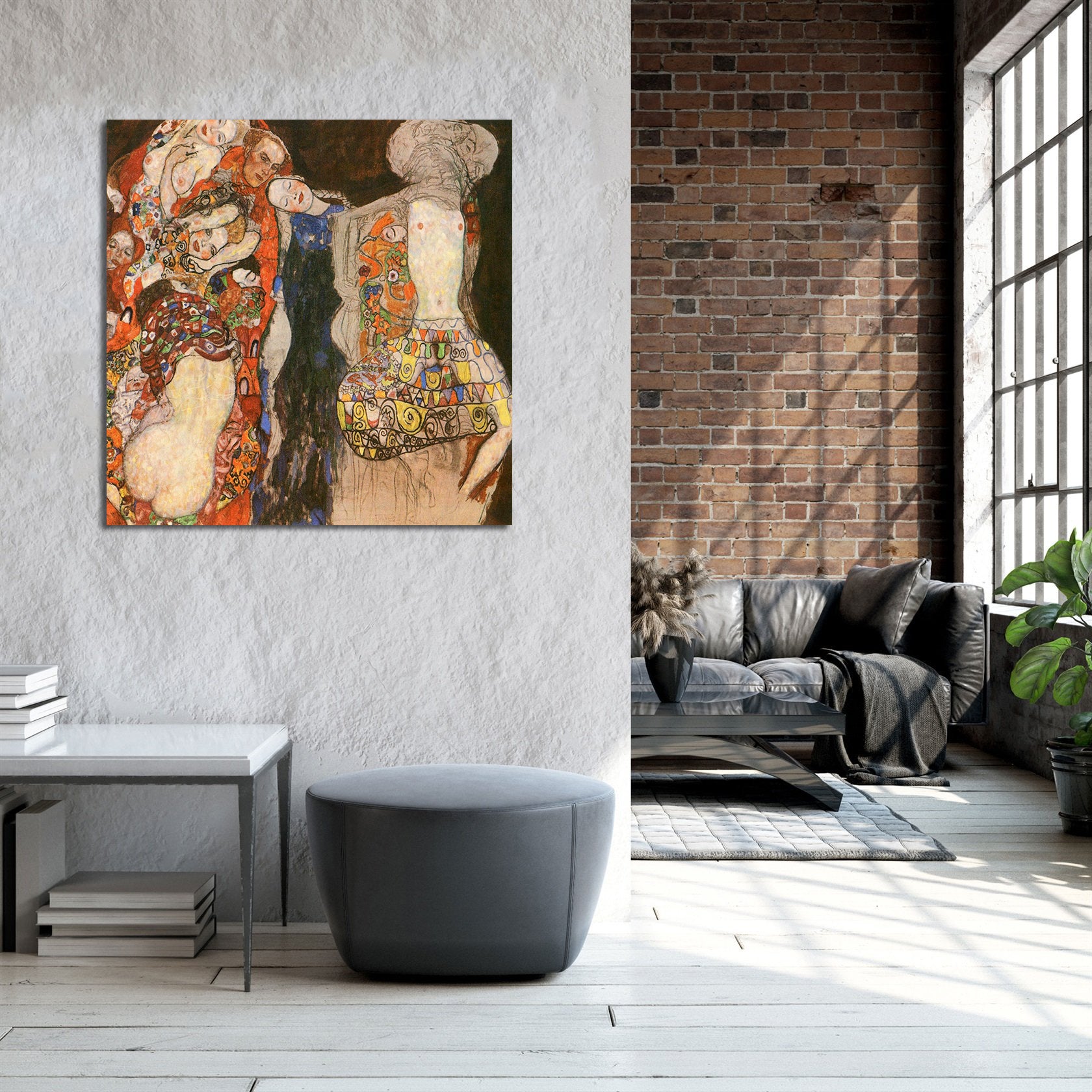 Canvas Wall Art, Classic Fine Art Stretched 1 Panel - The Bride by Gustav Klimt