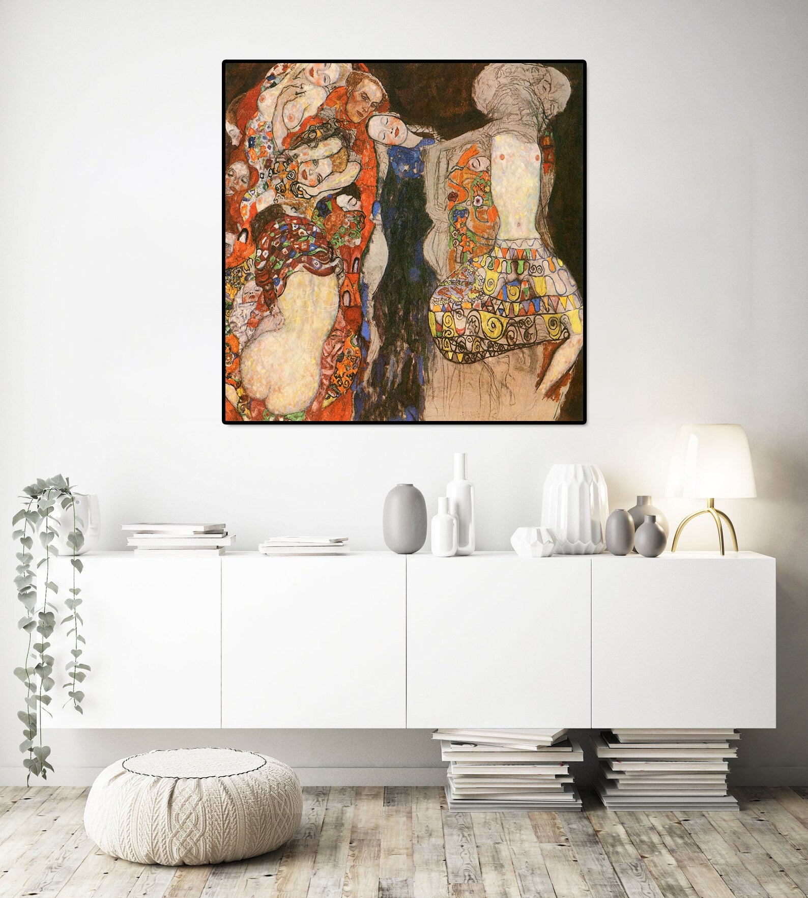 Canvas Wall Art, Classic Fine Art Stretched 1 Panel - The Bride by Gustav Klimt