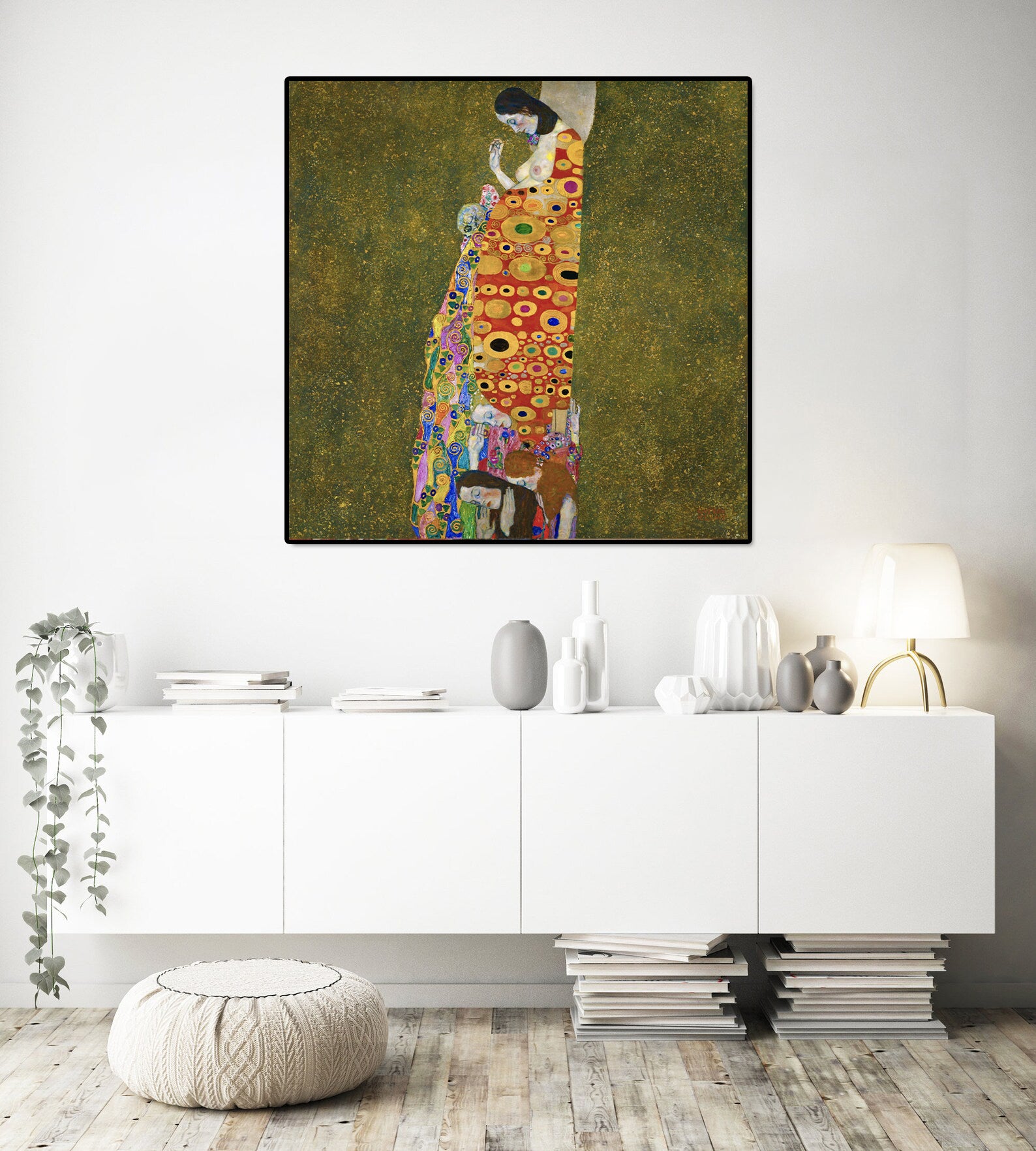 Canvas Wall Art, Classic Fine Art Stretched 1 Panel - Hope II by Gustav Klimt