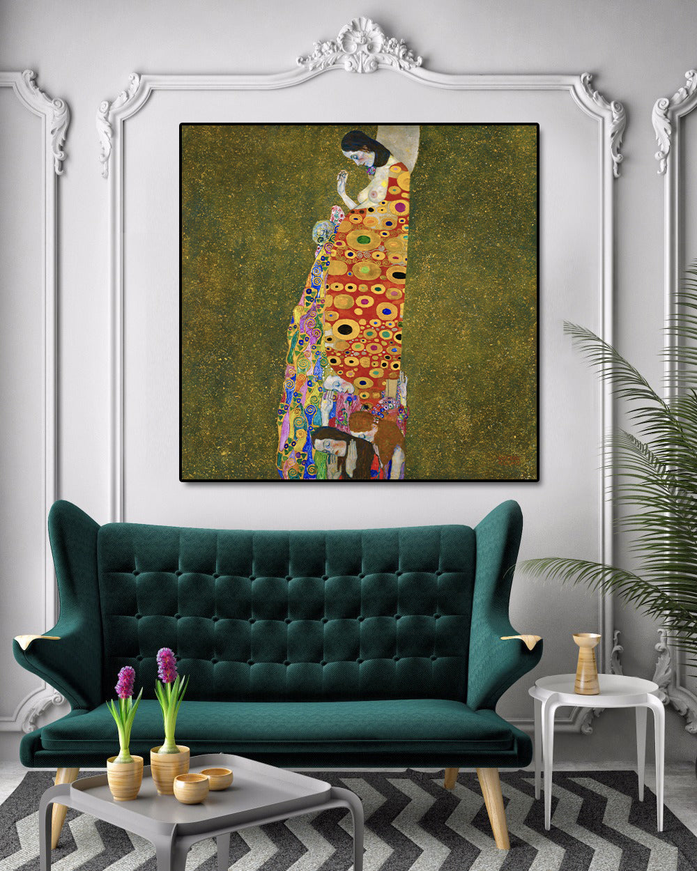 Canvas Wall Art, Classic Fine Art Stretched 1 Panel - Hope II by Gustav Klimt