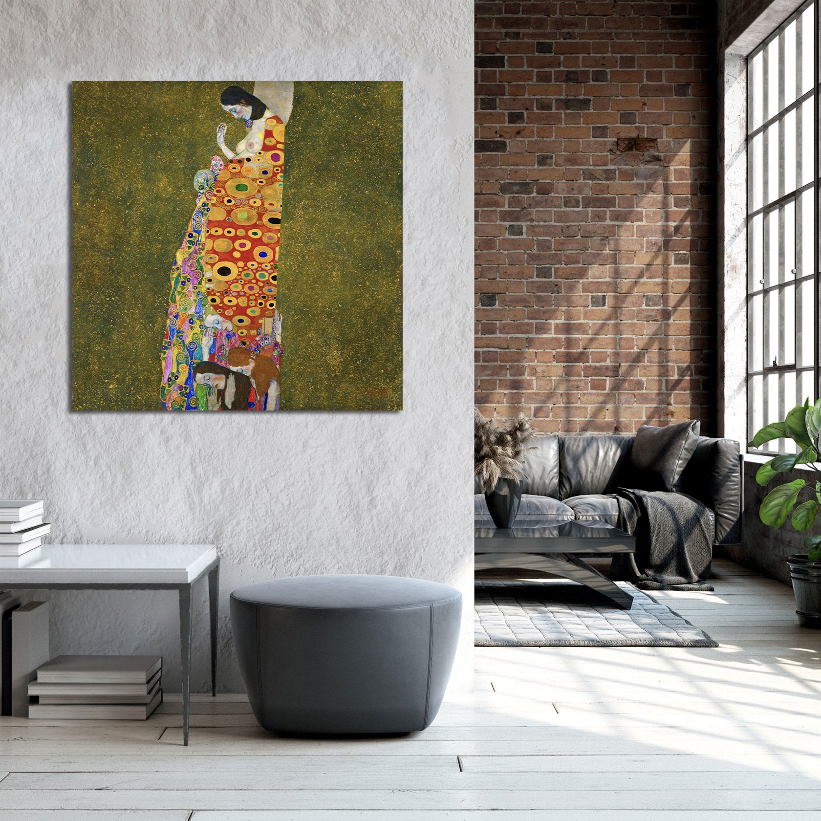 Canvas Wall Art, Classic Fine Art Stretched 1 Panel - Hope II by Gustav Klimt