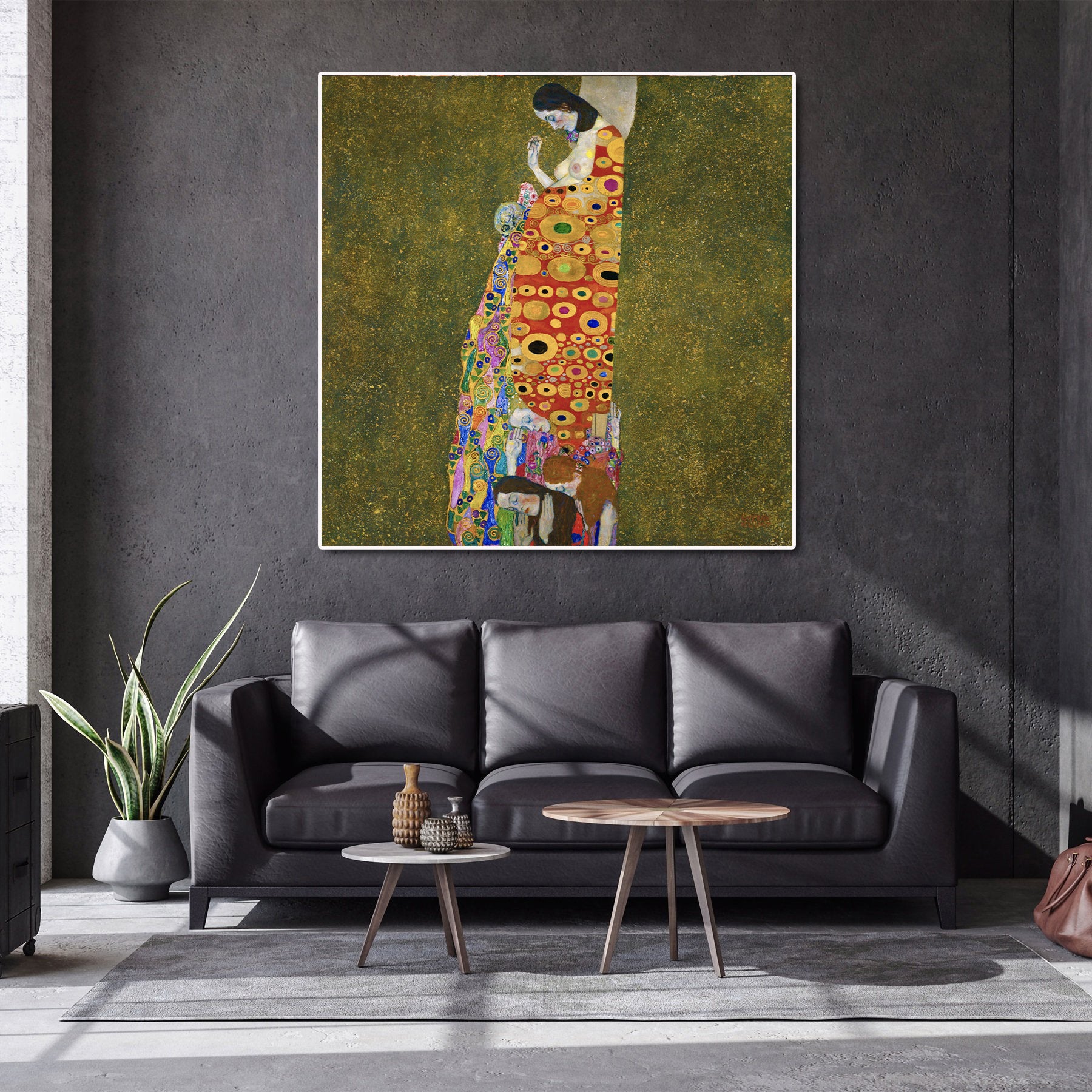 Canvas Wall Art, Classic Fine Art Stretched 1 Panel - Hope II by Gustav Klimt