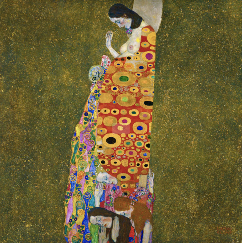 Canvas Wall Art, Classic Fine Art Stretched 1 Panel - Hope II by Gustav Klimt