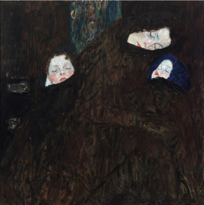Canvas Wall Art, Classic Fine Art Stretched 1 Panel - Mother with Two Children (Family) by Gustav Klimt