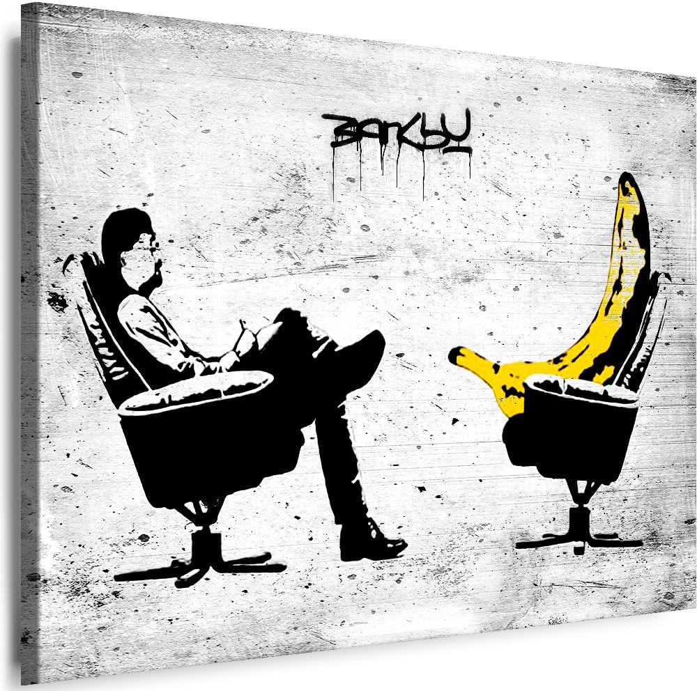 Banksy | Urban Graffiti Canvas Wall Art Print Poster | Home Decor | Stretched 1 Panel - Banana