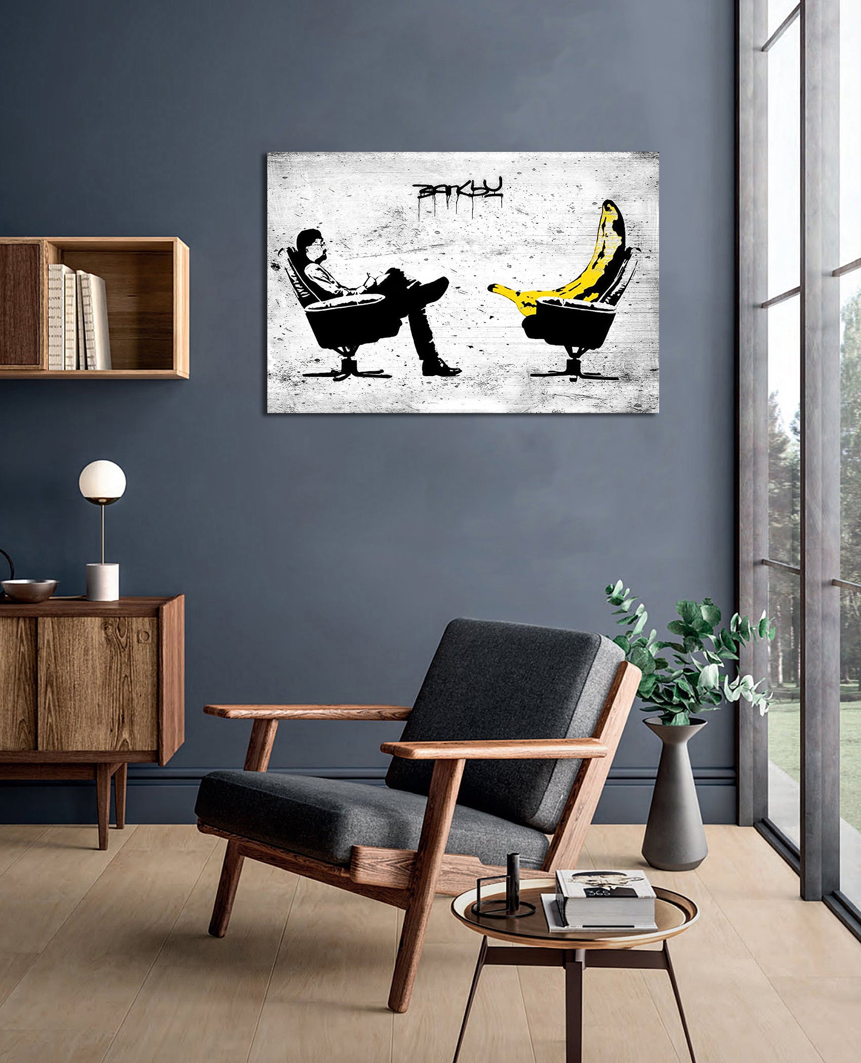 Banksy | Urban Graffiti Canvas Wall Art Print Poster | Home Decor | Stretched 1 Panel - Banana