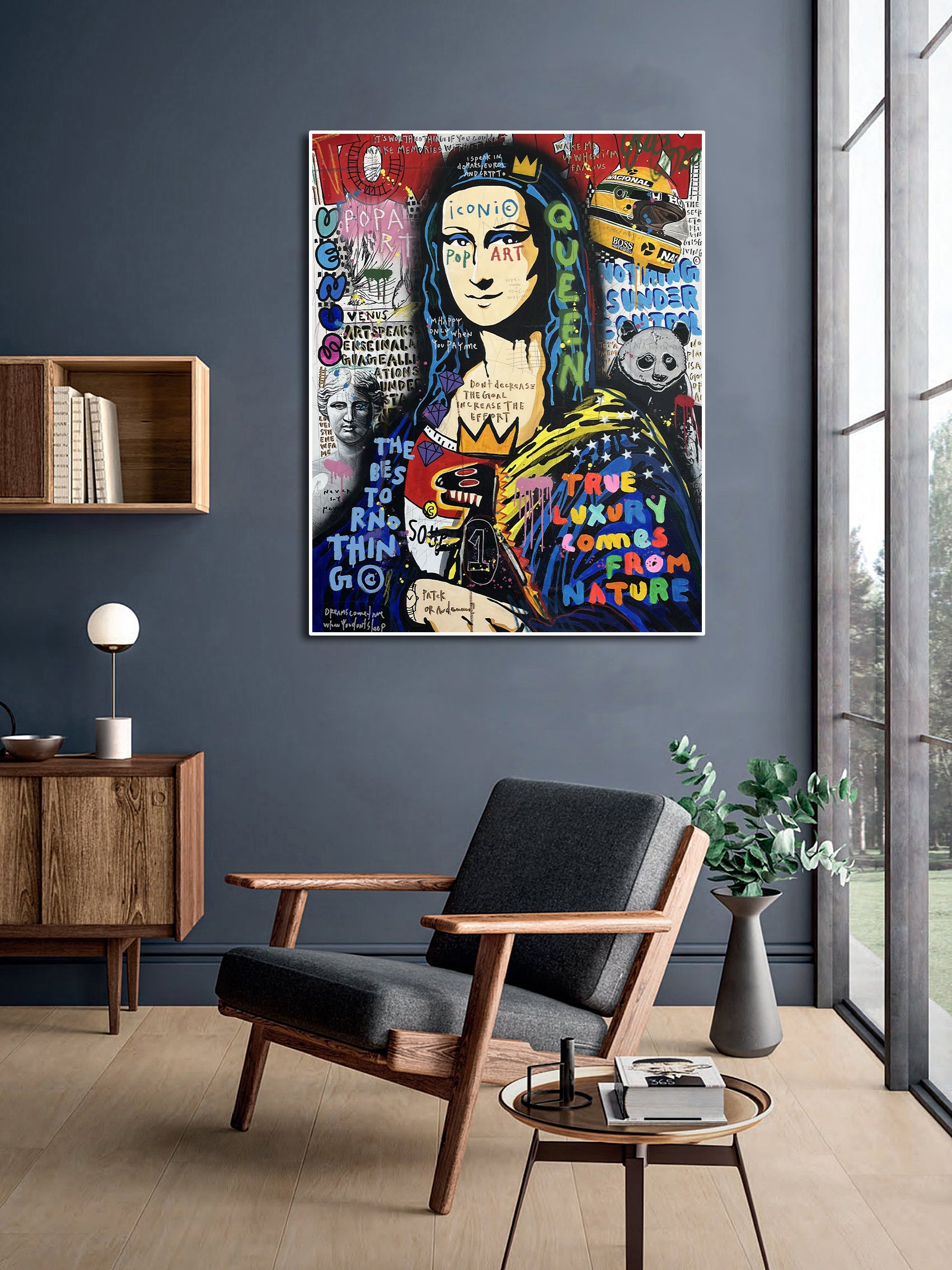 Modern Pop Art Canvas Wall Art Print Poster | Home Decor | Stretched 1 Panel - Mona Lisa