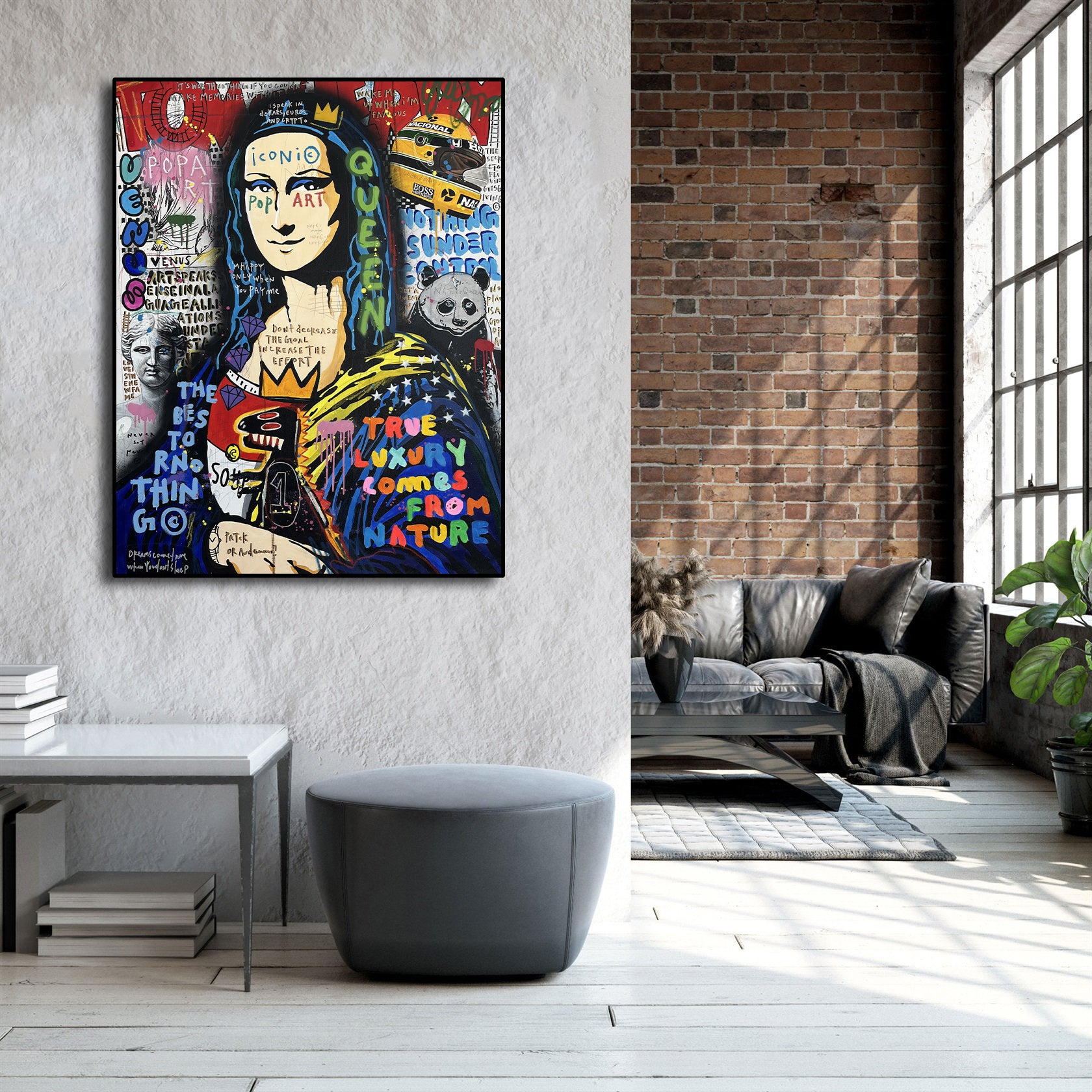 Modern Pop Art Canvas Wall Art Print Poster | Home Decor | Stretched 1 Panel - Mona Lisa
