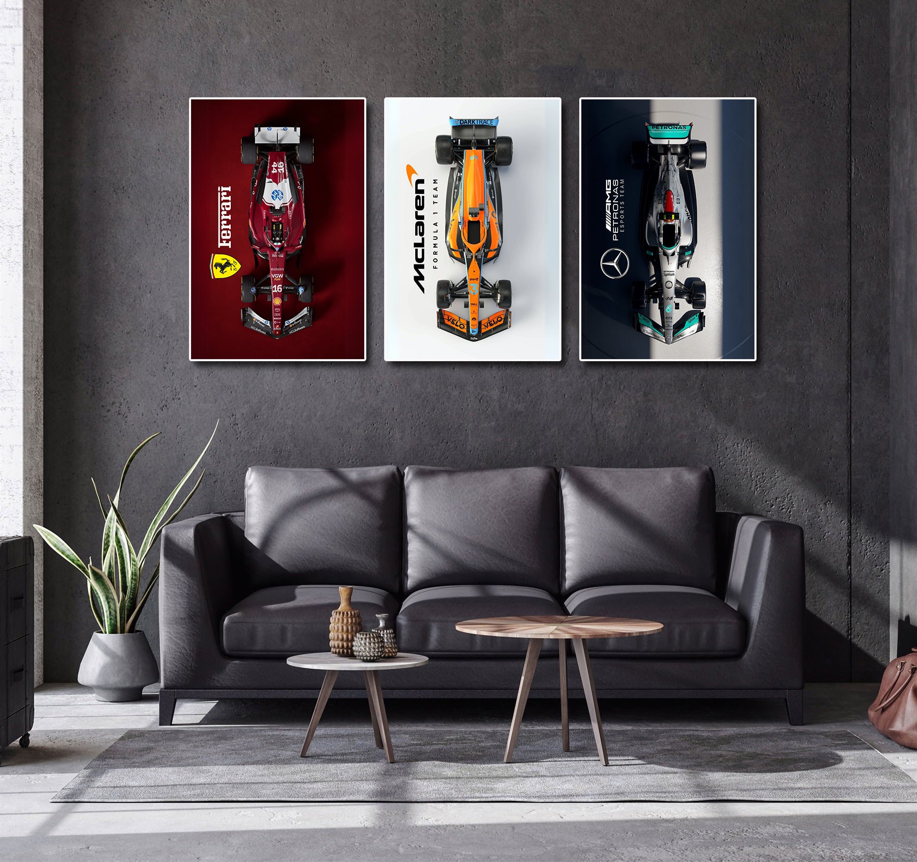 Classic Vehicles Canvas Wall Art Print Poster | Home Decor | Stretched 3 Panels - Formula One
