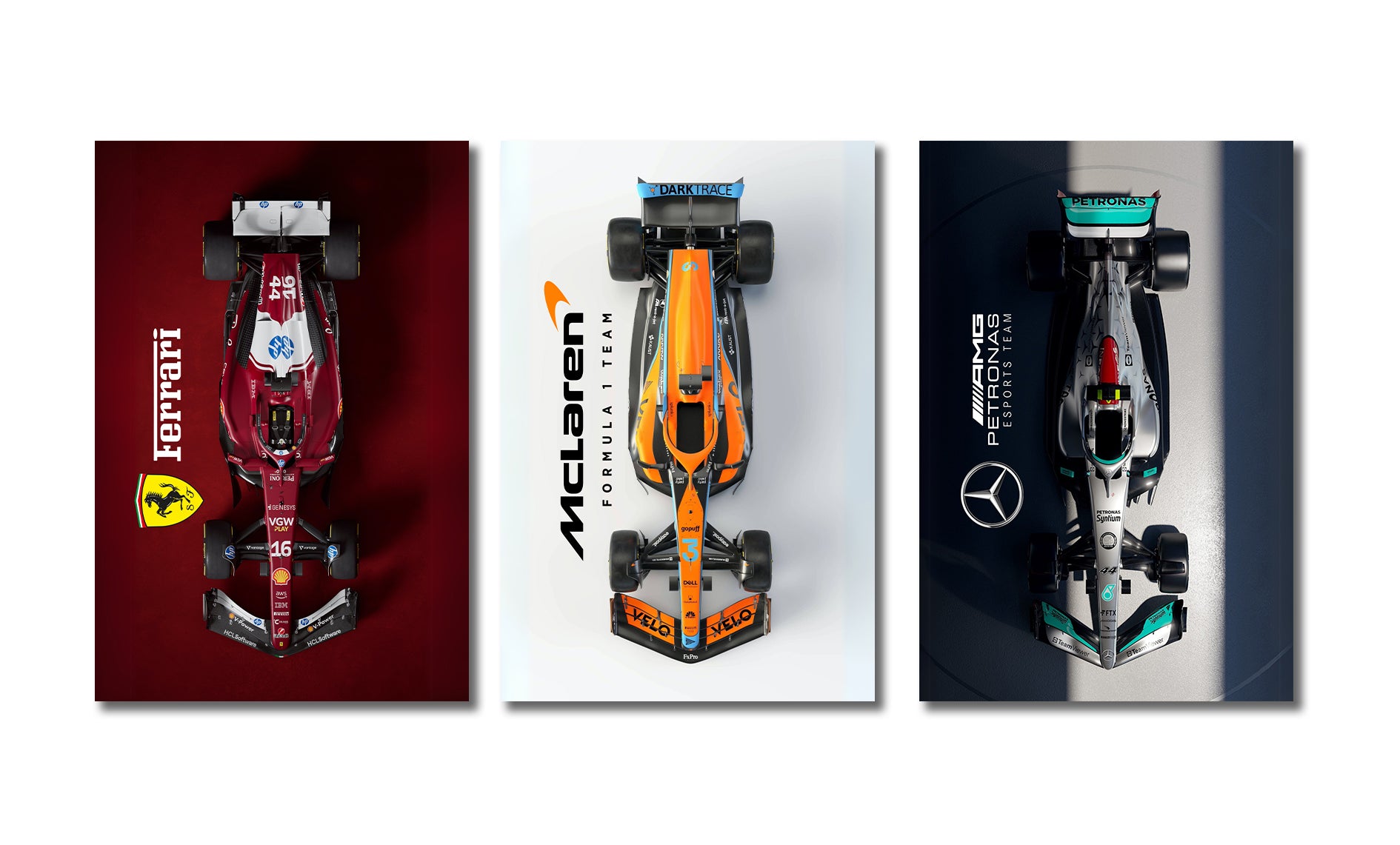 Classic Vehicles Canvas Wall Art Print Poster | Home Decor | Stretched 3 Panels - Formula One