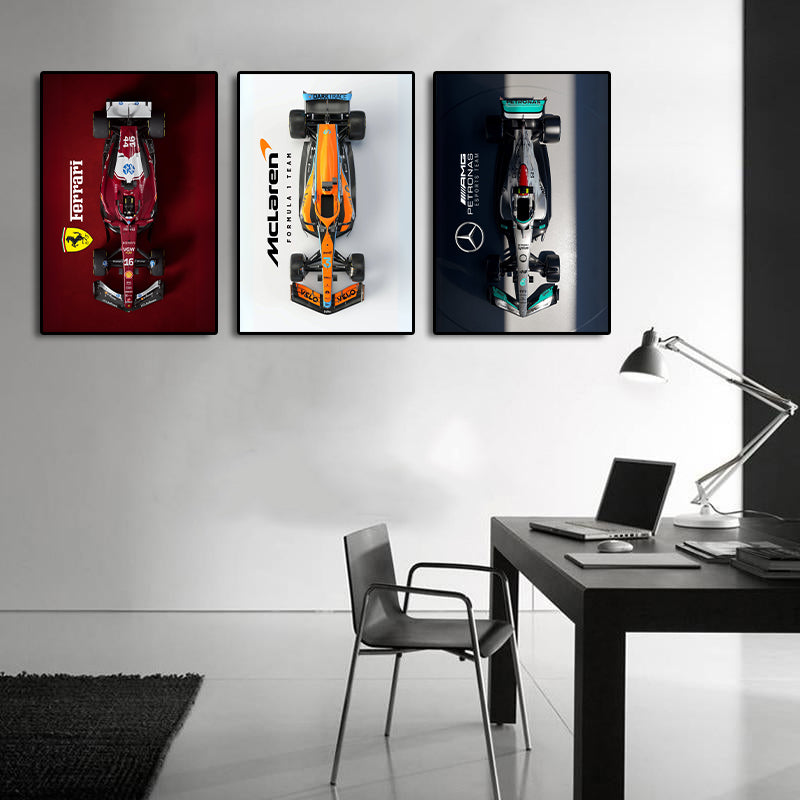 Classic Vehicles Canvas Wall Art Print Poster | Home Decor | Stretched 3 Panels - Formula One