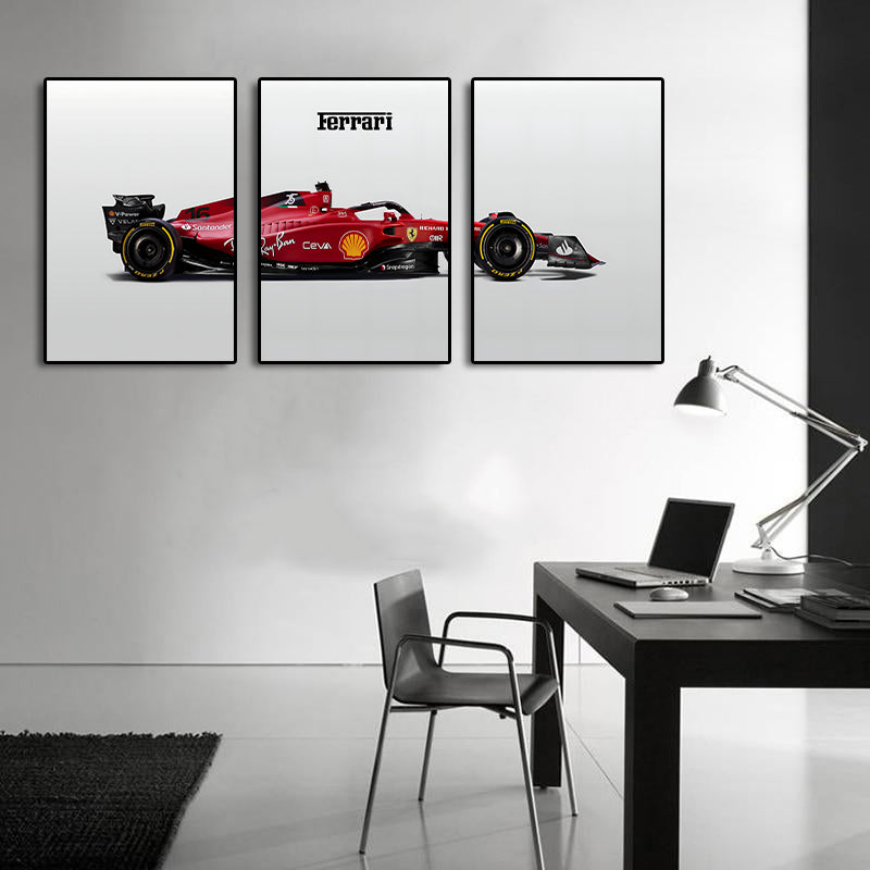 Classic Vehicles Canvas Wall Art Print Poster | Home Decor | Stretched 3 Panels - Ferrari F1