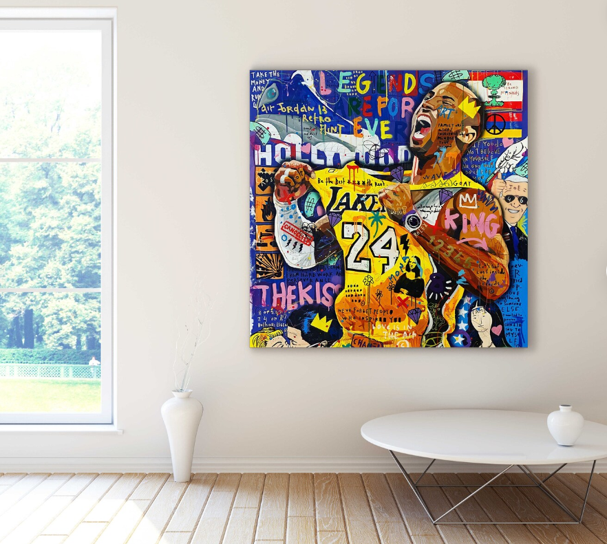 Pine Stretched  Framed 1 Panel - Pop Art - Kobe Bryant