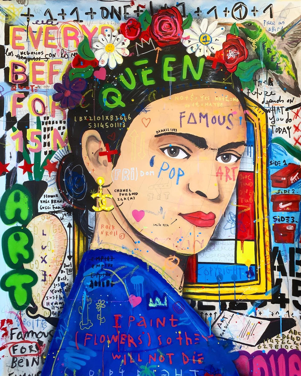 Pine Stretched  Framed 1 Panel - Pop Art - Frida Kahlo