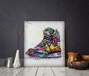 Modern Pop Art Canvas Wall Art Print Poster | Home Decor | Stretched 1 Panel - Graffiti Shoe