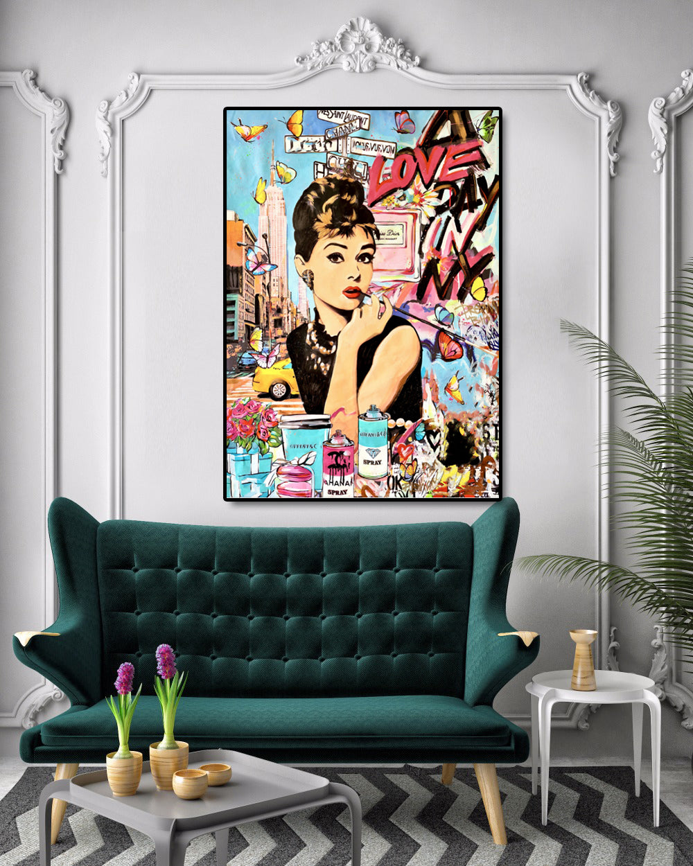 Modern Pop Art Canvas Wall Art Print Poster | Home Decor | Stretched 1 Panel - Audrey Hepburn