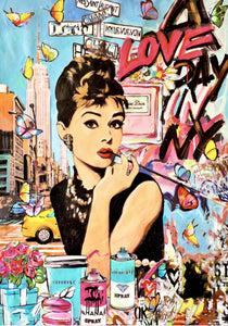 Modern Pop Art Canvas Wall Art Print Poster | Home Decor | Stretched 1 Panel - Audrey Hepburn