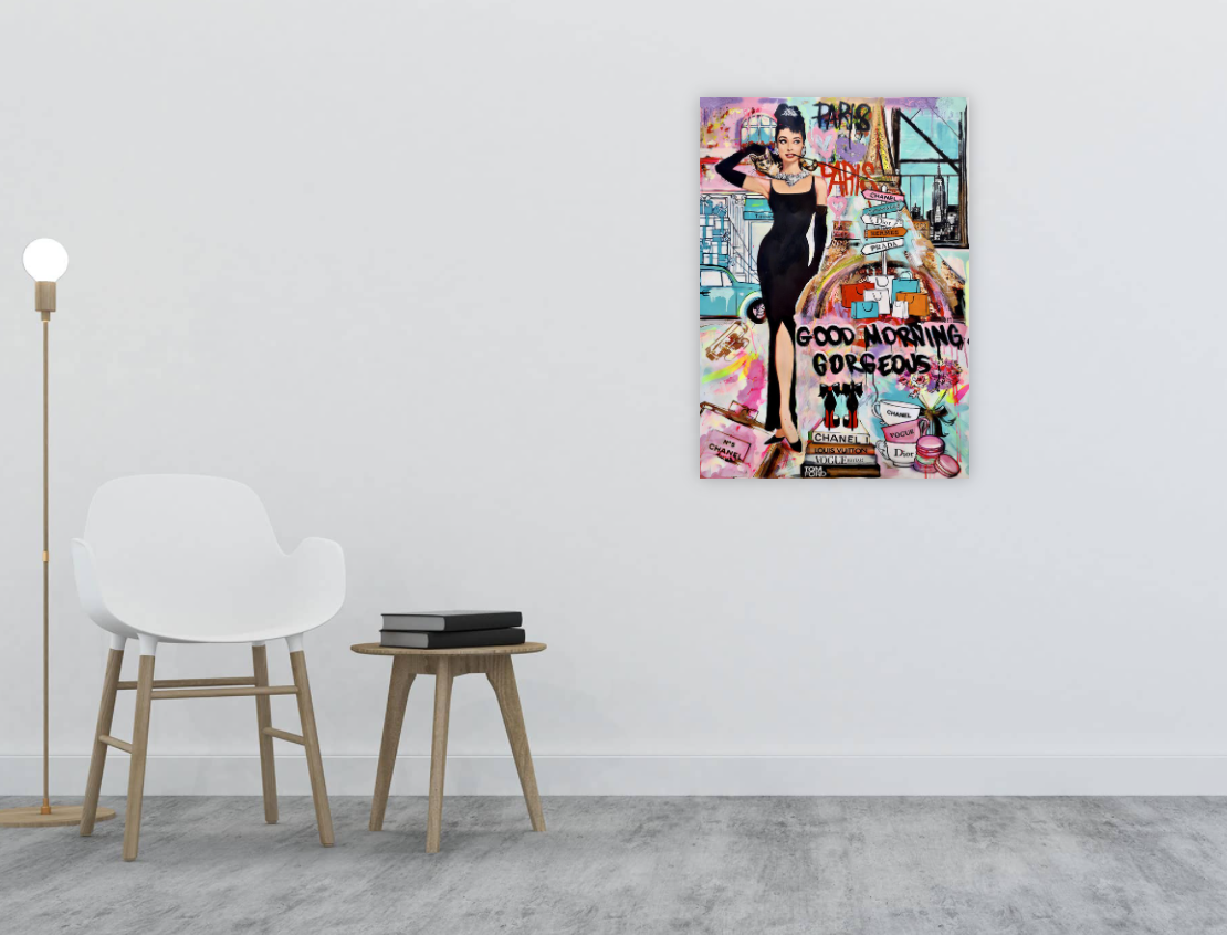 Modern Pop Art Canvas Wall Art Print Poster | Home Decor | Stretched 1 Panel - Audrey Hepburn