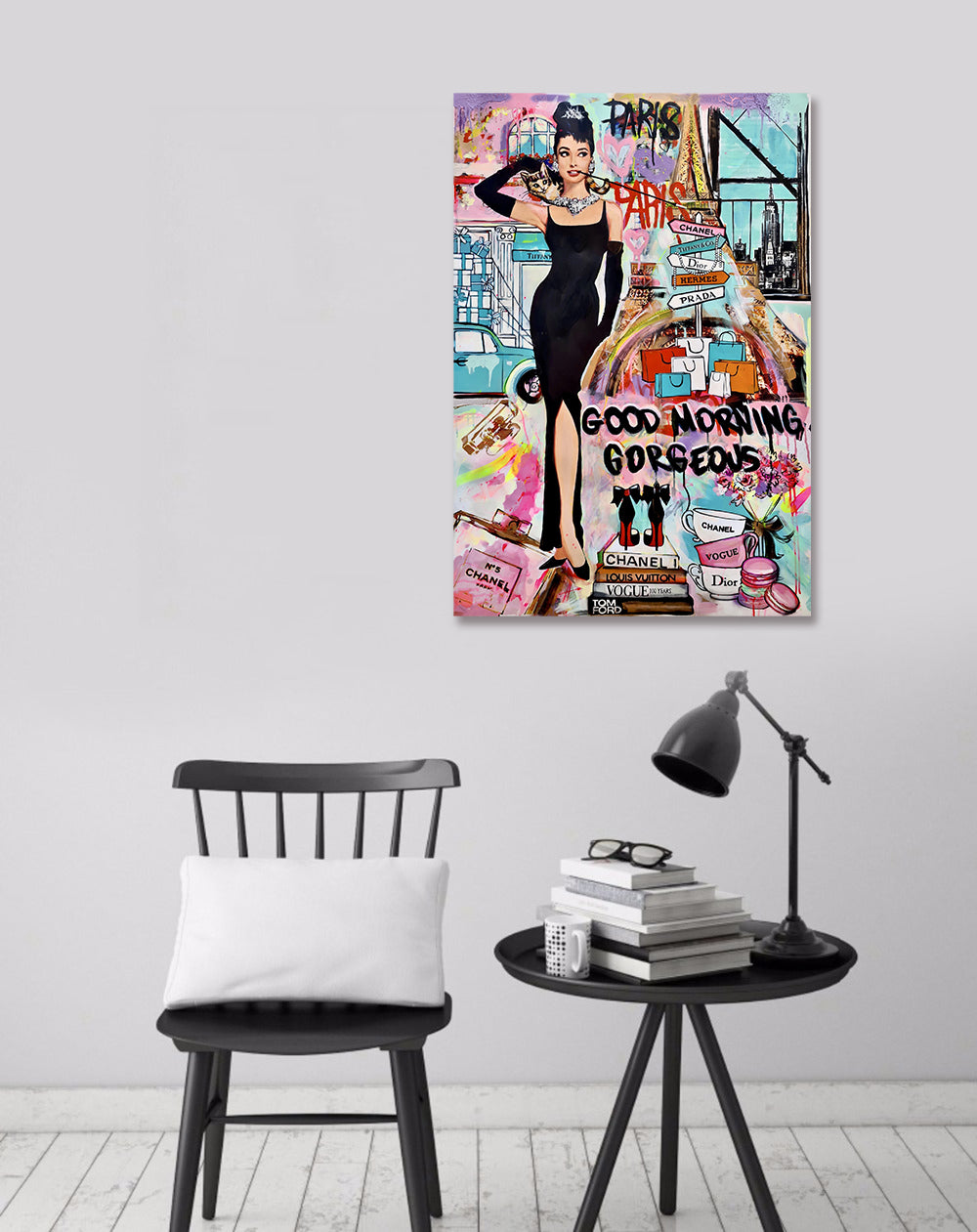 Modern Pop Art Canvas Wall Art Print Poster | Home Decor | Stretched 1 Panel - Audrey Hepburn