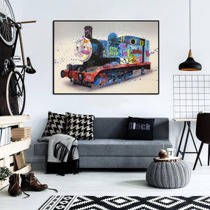 Framed 1 Panel - Banksy -Thomas Tank Engine Graffiti Street Art