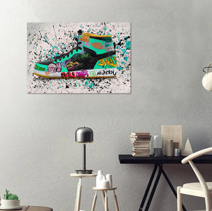 Modern Pop Art Canvas Wall Art Print Poster | Home Decor | Stretched 1 Panel - Graffiti Shoe