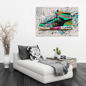 Modern Pop Art Canvas Wall Art Print Poster | Home Decor | Stretched 1 Panel - Graffiti Shoe